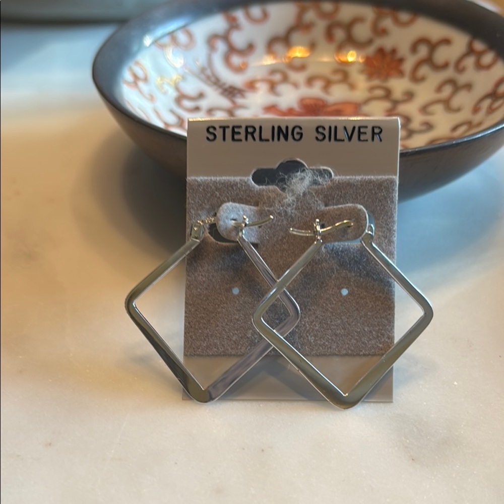 Sterling Silver Square Hoop Earrings